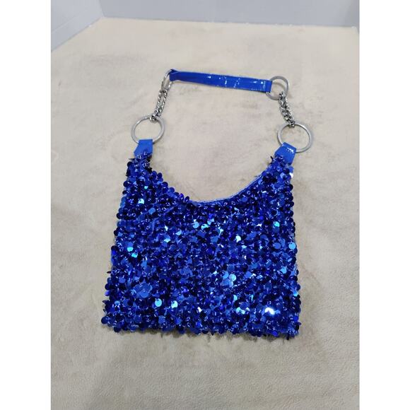 Blue sequined party purse for special occasions - Picture 9 of 9